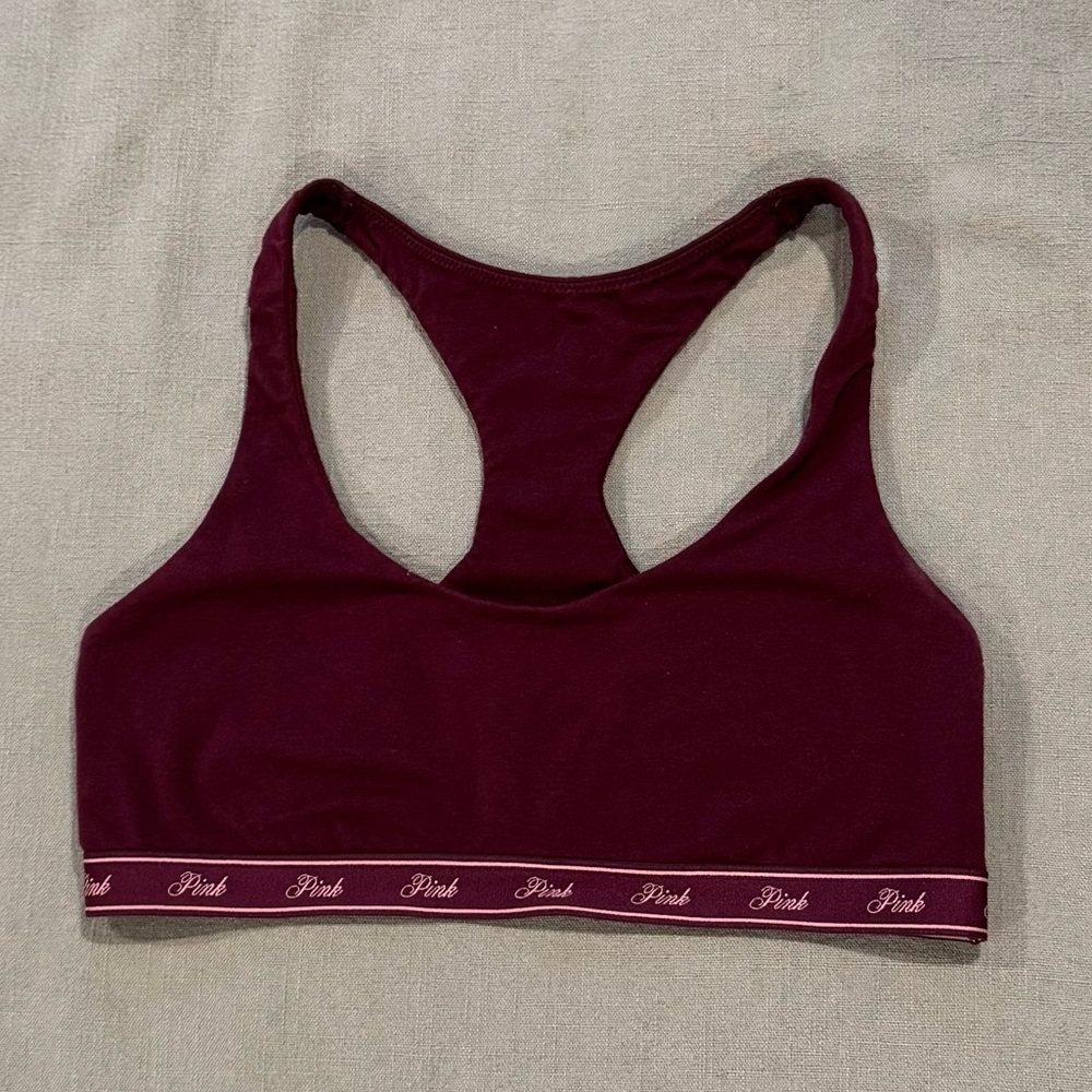 PINK logo cotton racerback bralette